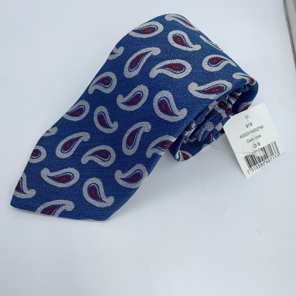 Eton‎ Tie Mens One Size Blue Paisley Silk Classic Luxury Necktie Italy Made NWT